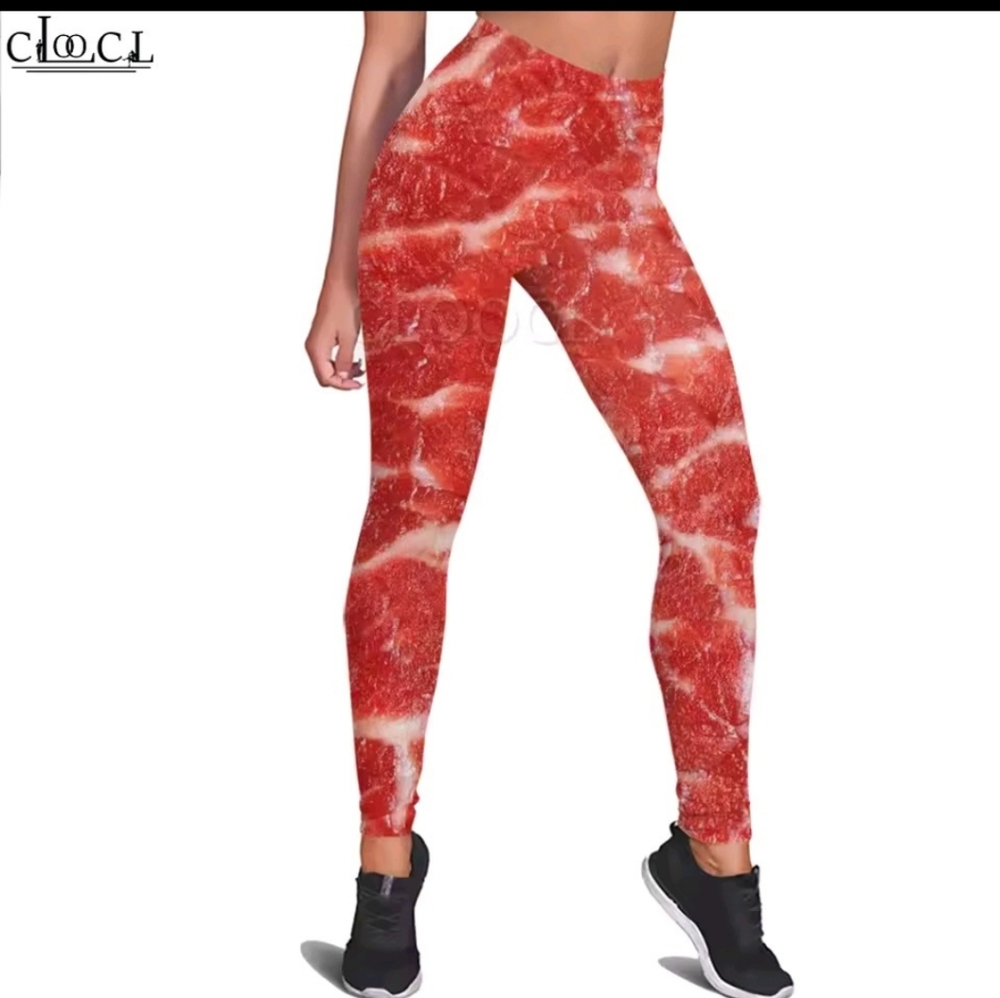 Red Raw Meat Patterned Leggings